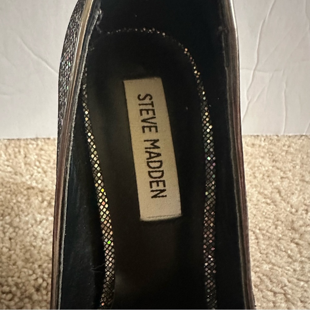 Steve Madden Daisie disco ball Silver Glitter High Heels pumps sparkle size 7 - Picture 7 of 11